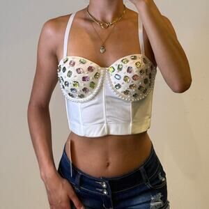 White Embellished Bustier
